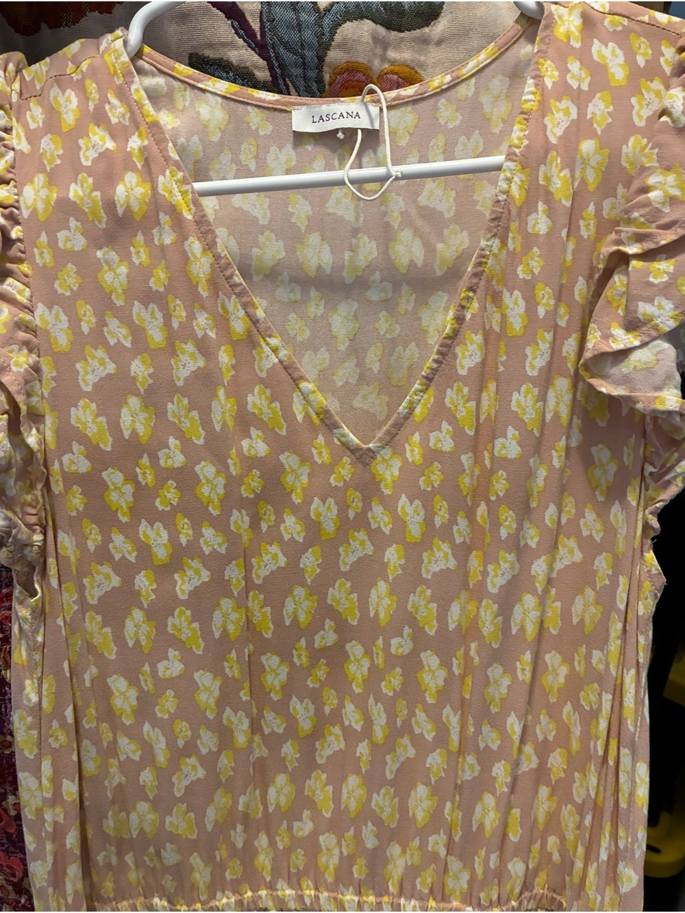 Lascana Pink and Yellow Floral V-Neck Maxi Dress
